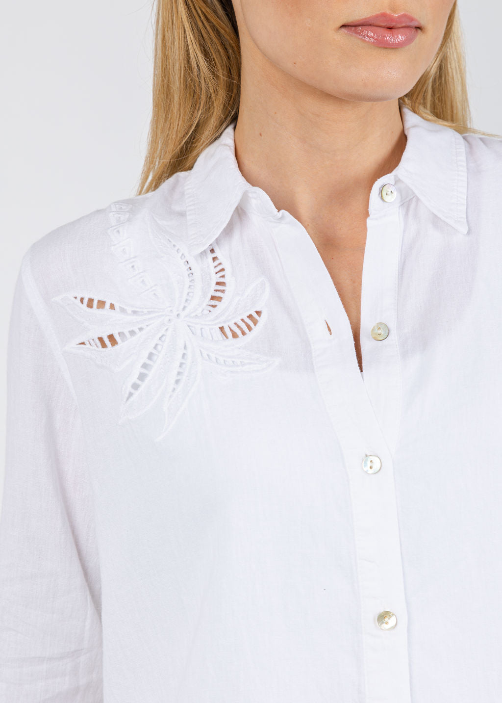 Rails Samar Blouse in White Palm Embroidery available at Barbara Katz
