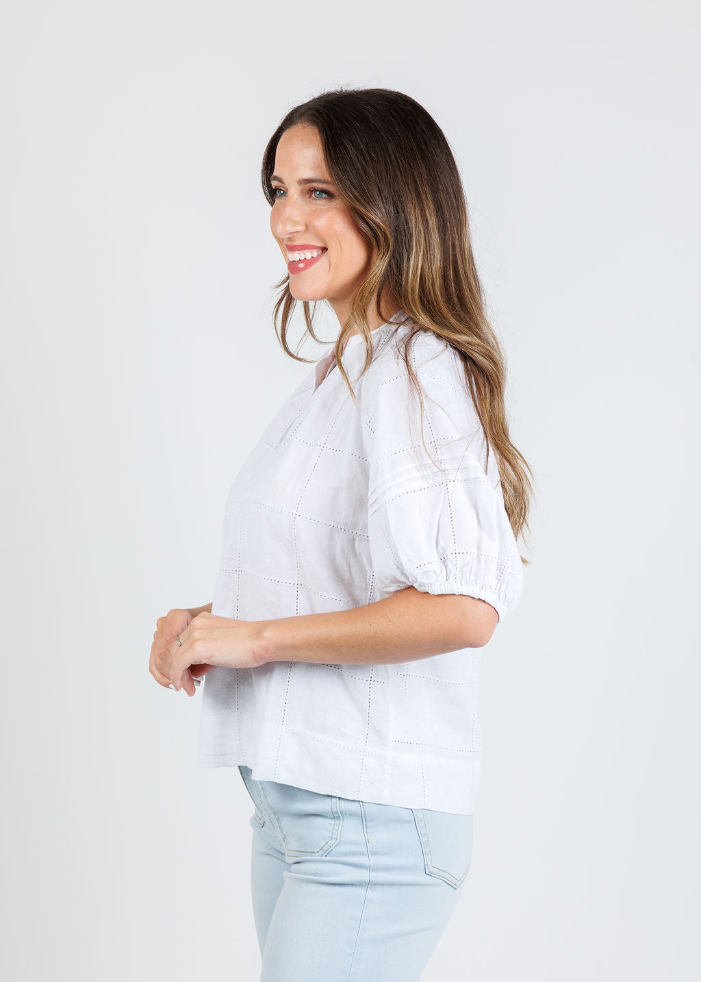 Rails Shoshanna Top in Charli Patchwork Embroidery available at Barbara Katz