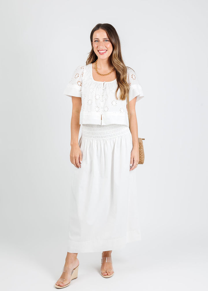 Rails Bambina Top in White paired with matching Alessa Skirt available at Barbara Katz