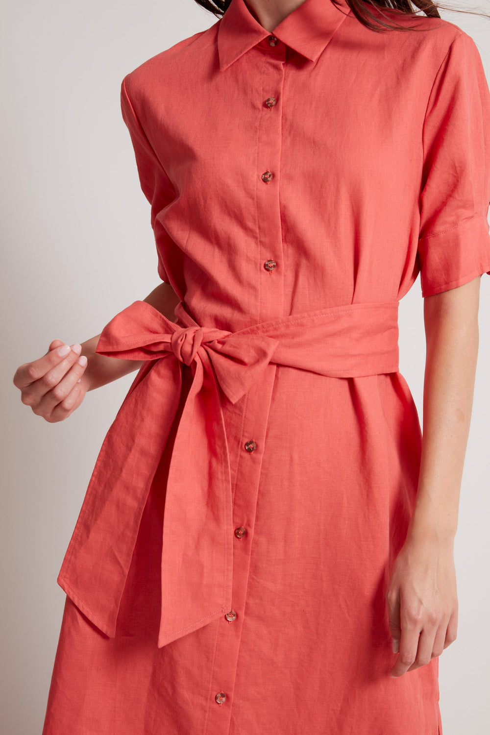 Adroit Atelier Randi Long Buttoned Shirt Dress in Capucine available at Barbara Katz