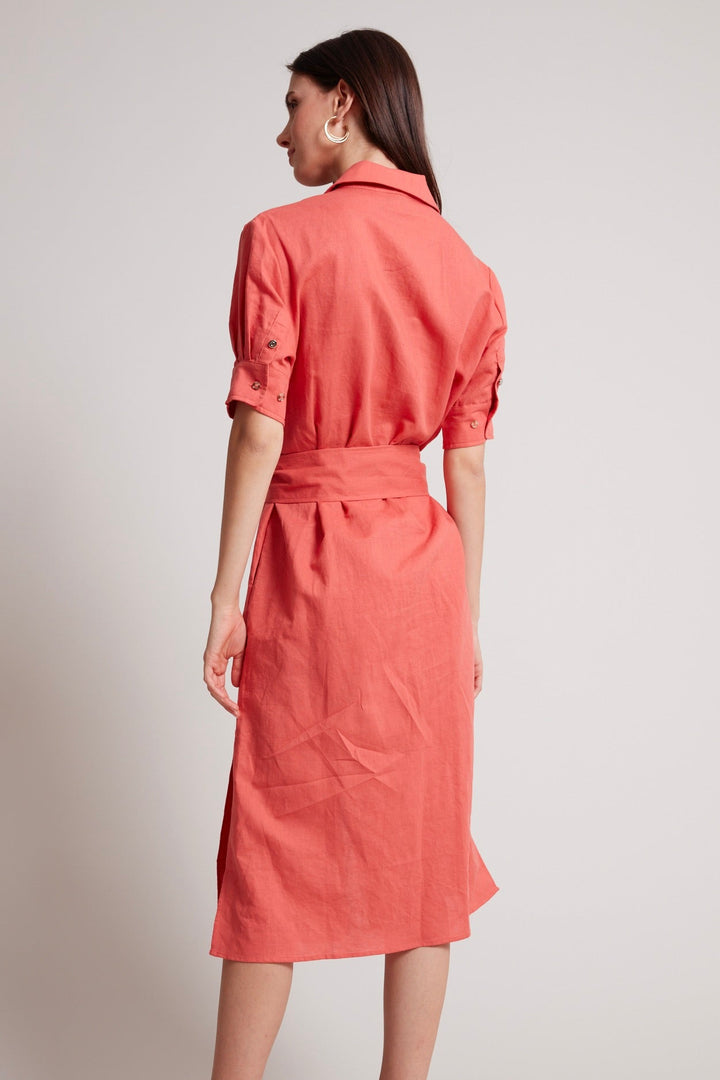 Adroit Atelier Randi Long Buttoned Shirt Dress in Capucine available at Barbara Katz