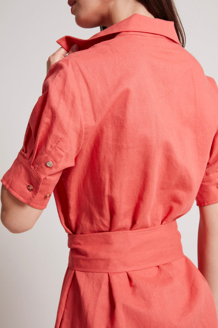 Adroit Atelier Randi Long Buttoned Shirt Dress in Capucine available at Barbara Katz