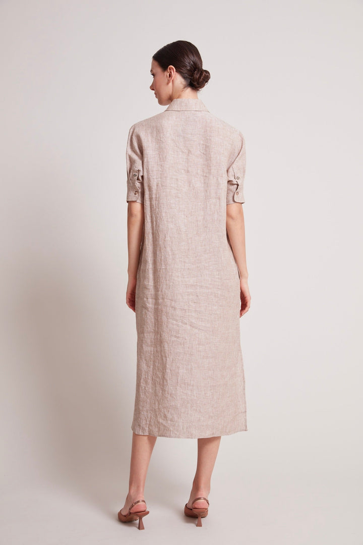 Adroit Atelier Randi Long Buttoned Shirt Dress in Caramel available at Barbara Katz