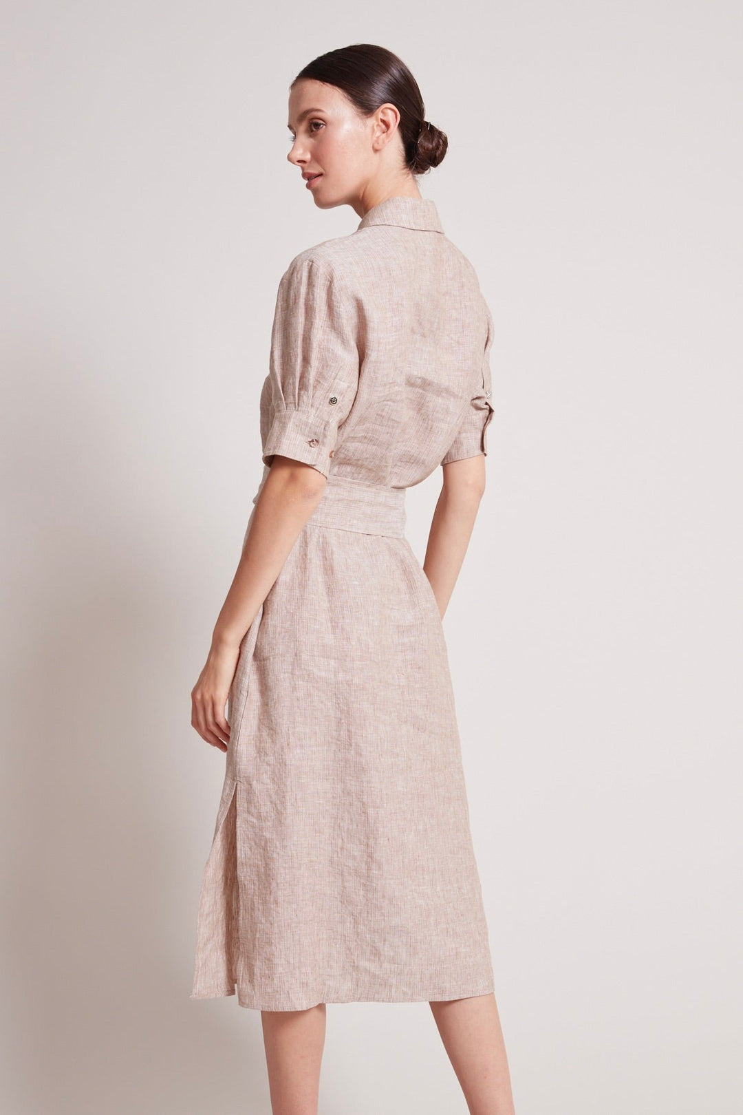 Adroit Atelier Randi Long Buttoned Shirt Dress in Caramel available at Barbara Katz