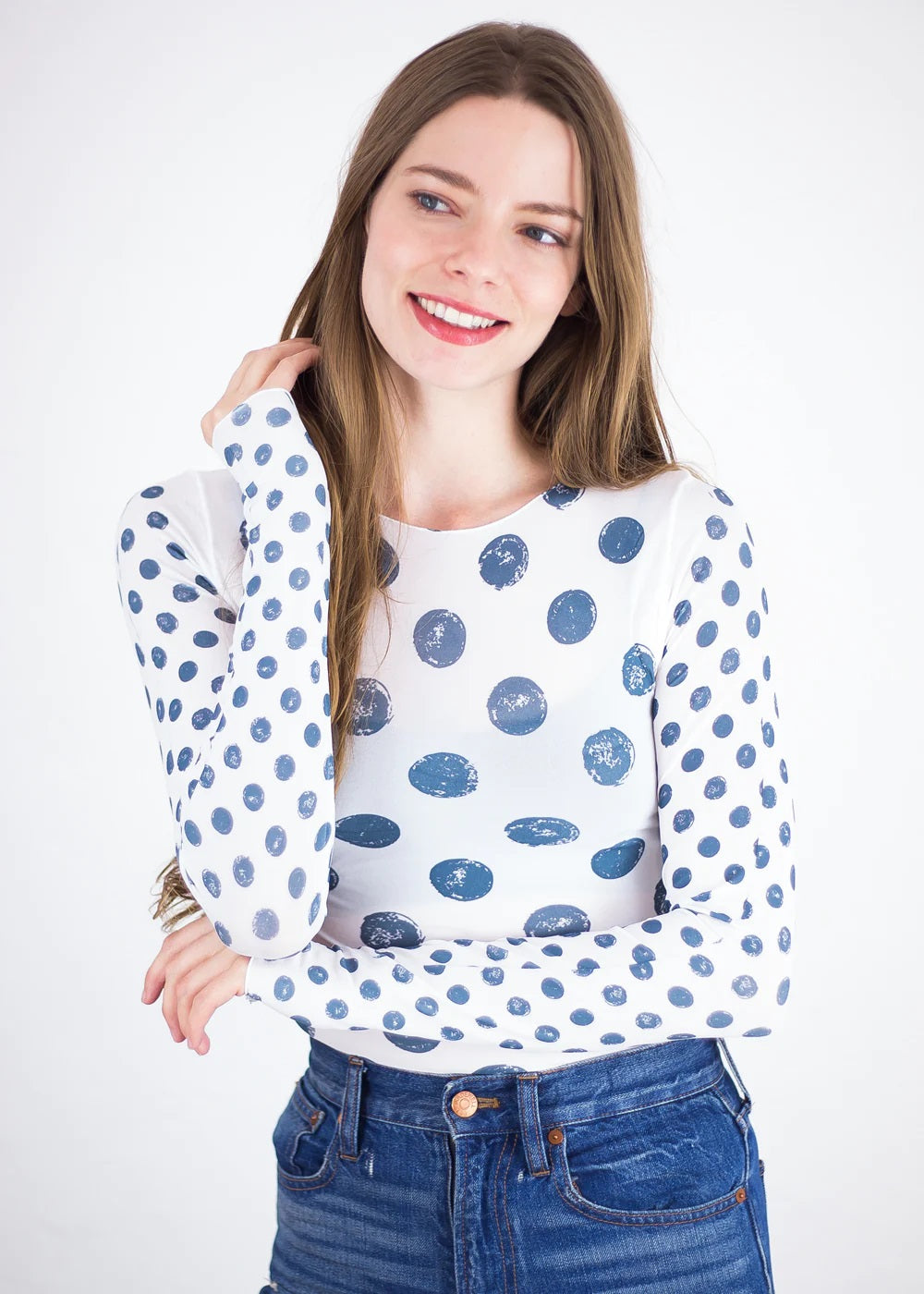 AMB Raw Edge Top Gringe Polka Dot