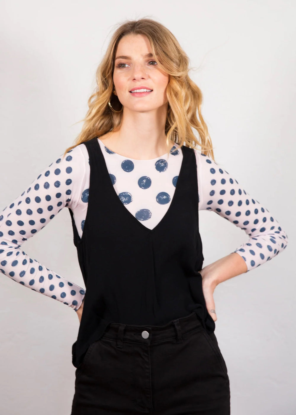 AMB Raw Edge Top Gringe Polka Dot