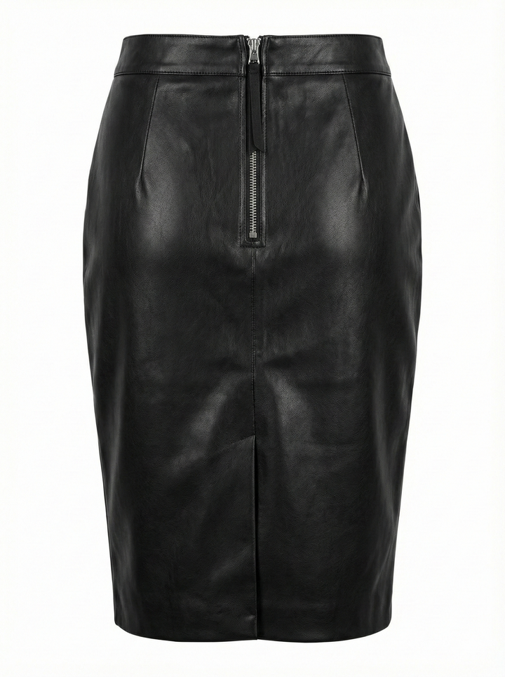 Adroit Atelier Reese Pencil Vegan Leather Skirt in Black available at Barbara Katz