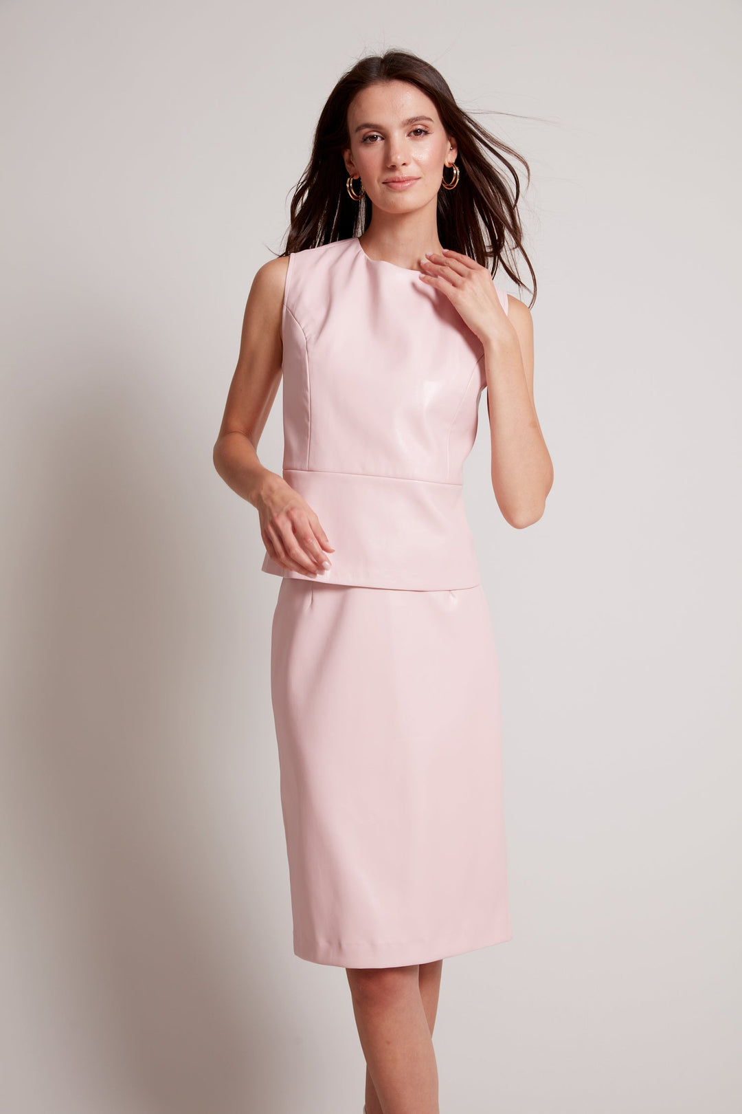 Reign Vegan Leather Sleeveless Top - Soft Pink