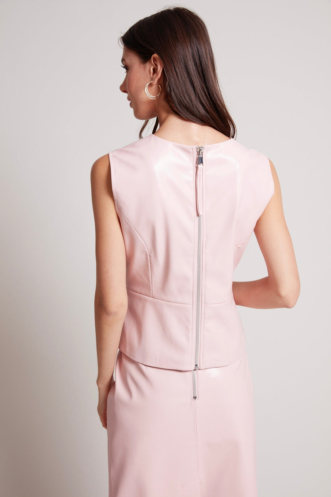 Adroit Atelier Reign Vegan Leather Sleeveless Top in Soft Pink available at Barbara Katz