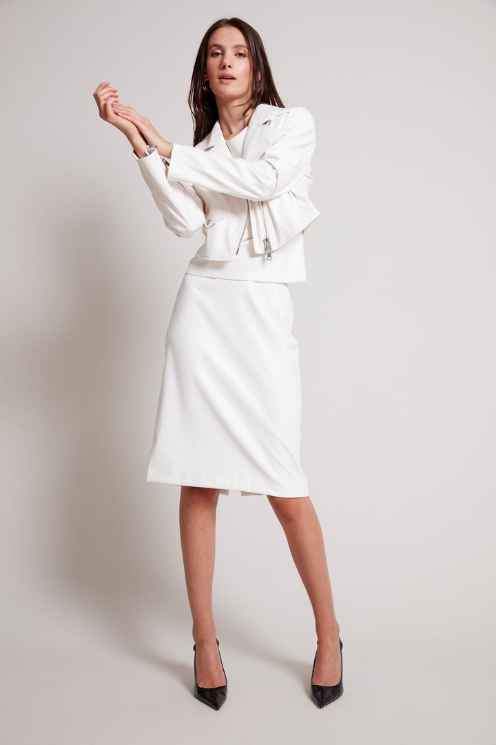 Adroit Atelier Reese Vegan Leather Pencil Skirt in White available at Barbara Katz