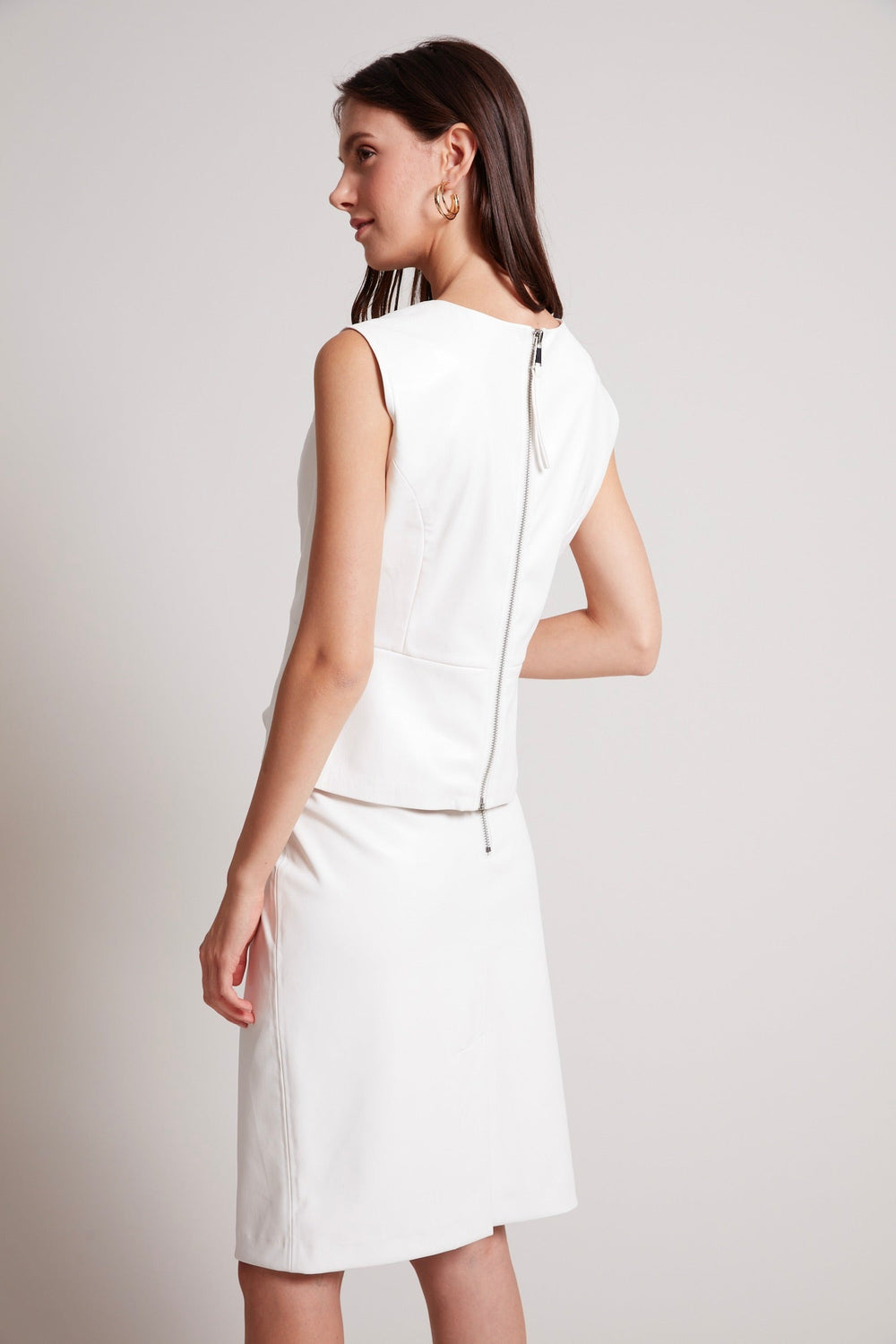 Adroit Atelier Reign Vegan Leather Sleeveless Top in White available at Barbara Katz