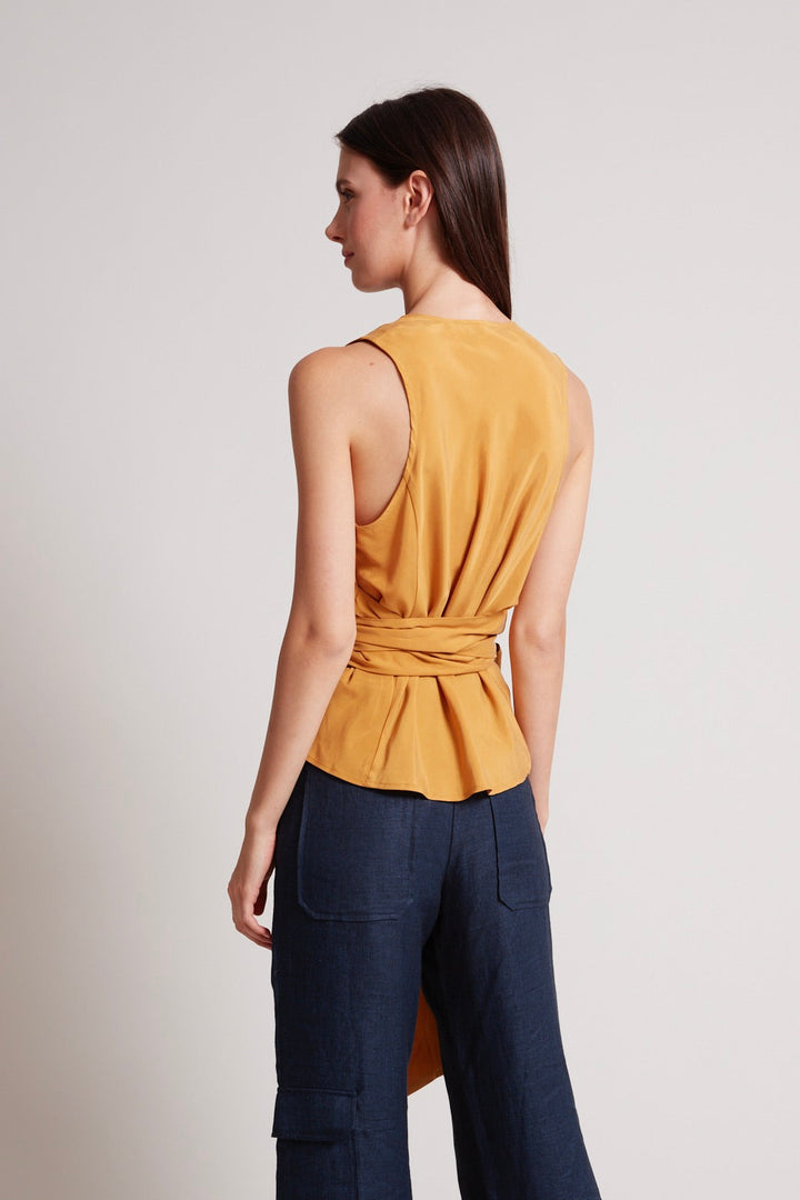 Adroit Atelier Remi Sleeveless Wrap Top in Sunshine available at Barbara Katz