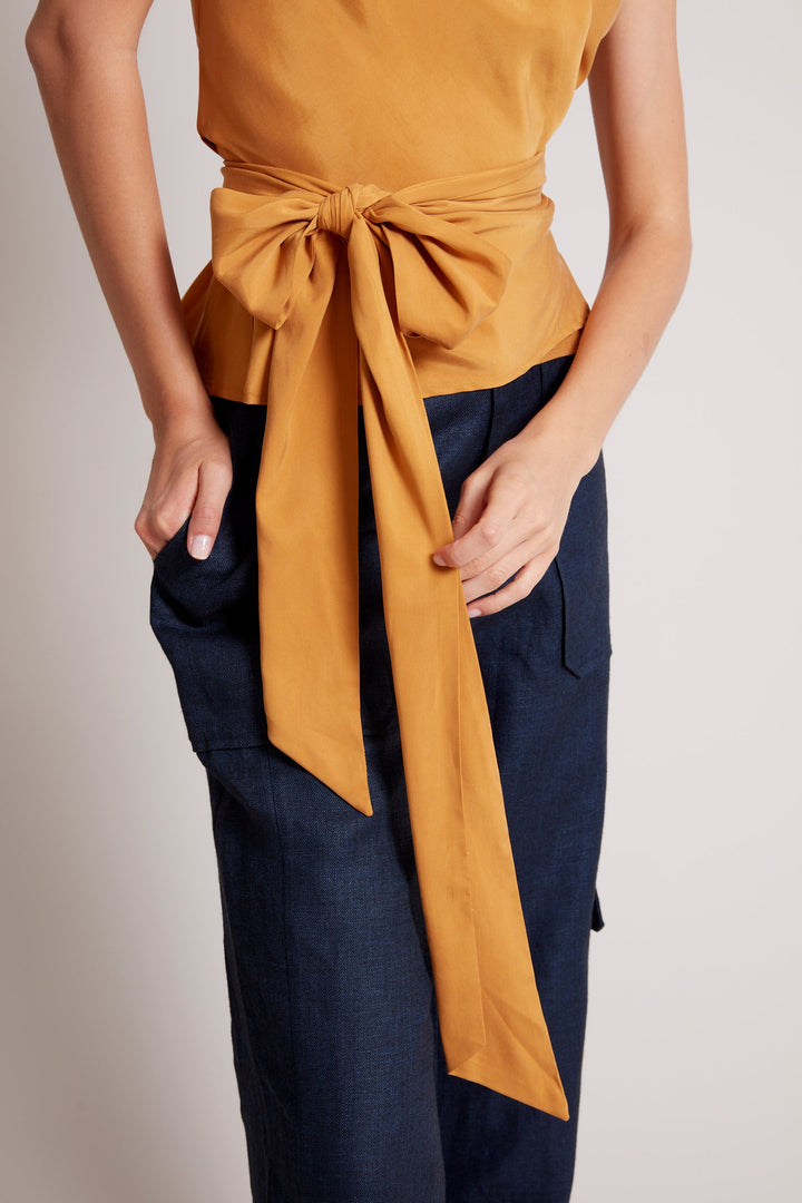 Adroit Atelier Remi Sleeveless Wrap Top in Sunshine available at Barbara Katz