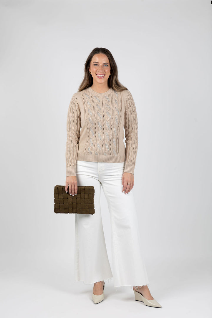 Remi/Reid Lindy Large Faux Suede Clutch Bag in Olive available at Barbara Katz
