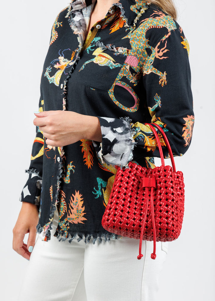 Remi/Reid Perrie Mini Bucket Bag in Red available at Barbara Katz