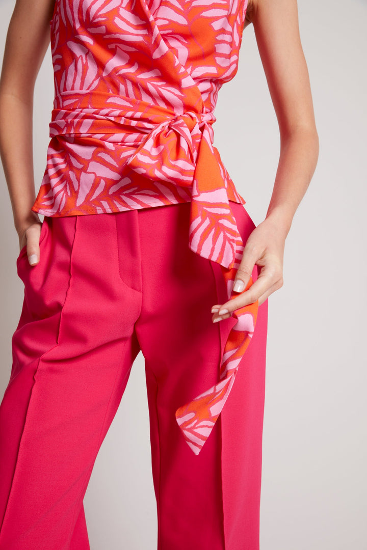Adroit Atelier Remi Sleeveless Wrap Top in Tropical Pink/Tangerine available at Barbara Katz