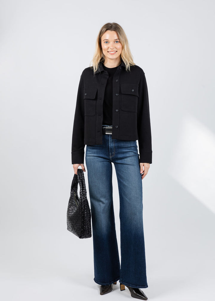 Repeat Button Front Blouse in Black available at Barbara Katz