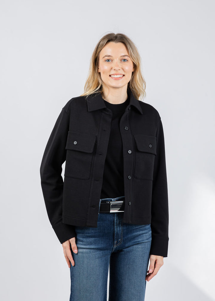 Repeat Button Front Blouse in Black available at Barbara Katz