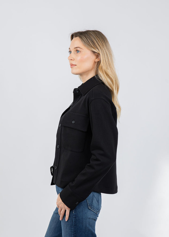 Repeat Button Front Blouse in Black available at Barbara Katz
