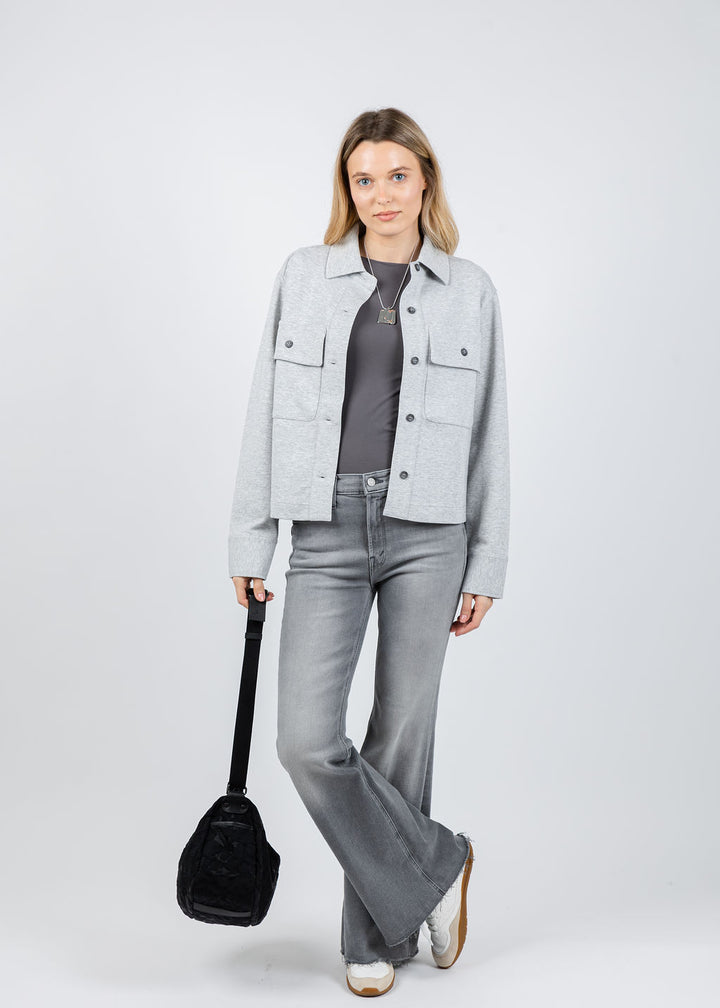 Repeat Button Front Blouse in Silver Grey available at Barbara Katz