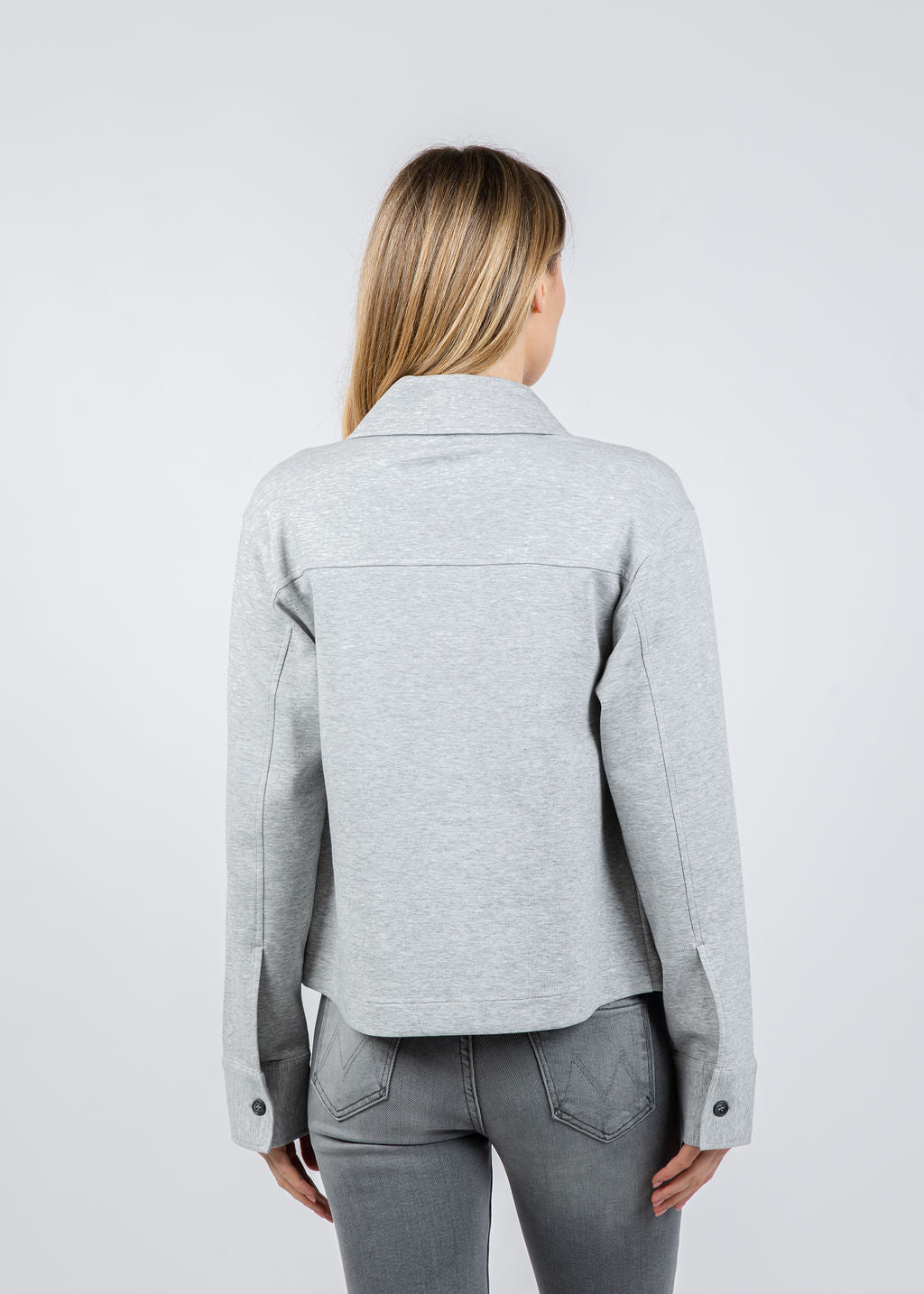 Repeat Button Front Blouse in Silver Grey available at Barbara Katz