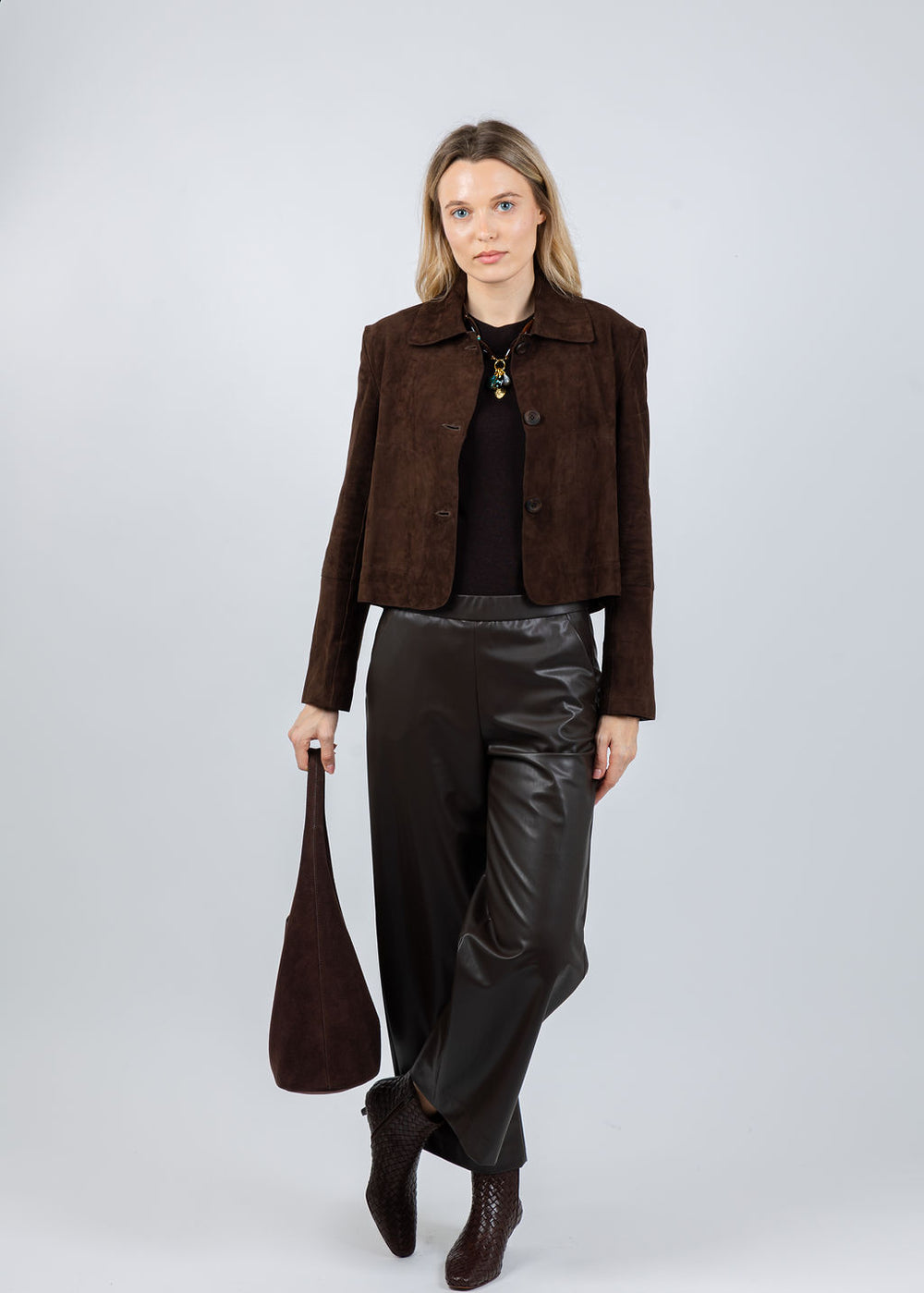 Repeat Suede Cropped Jacket in Morro available at Barbara Katz