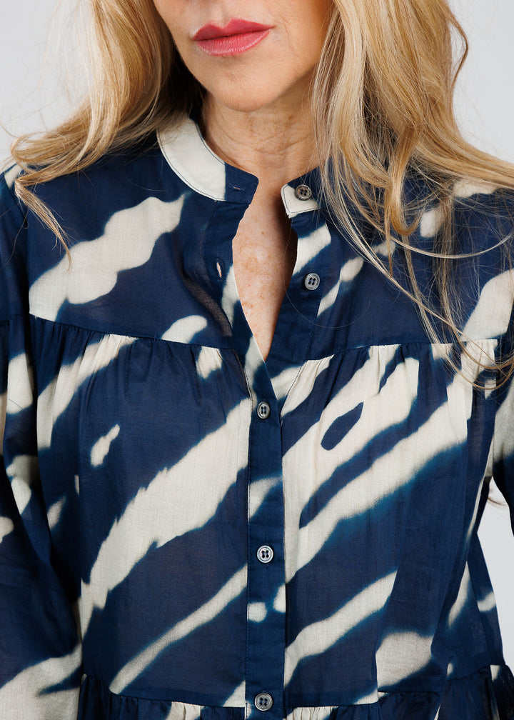 Repeat Animal Print Blouse in Marine available at Barbara Katz