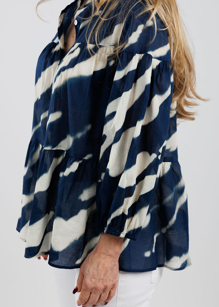 Repeat Animal Print Blouse in Marine available at Barbara Katz