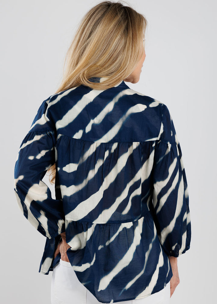 Repeat Animal Print Blouse in Marine available at Barbara Katz