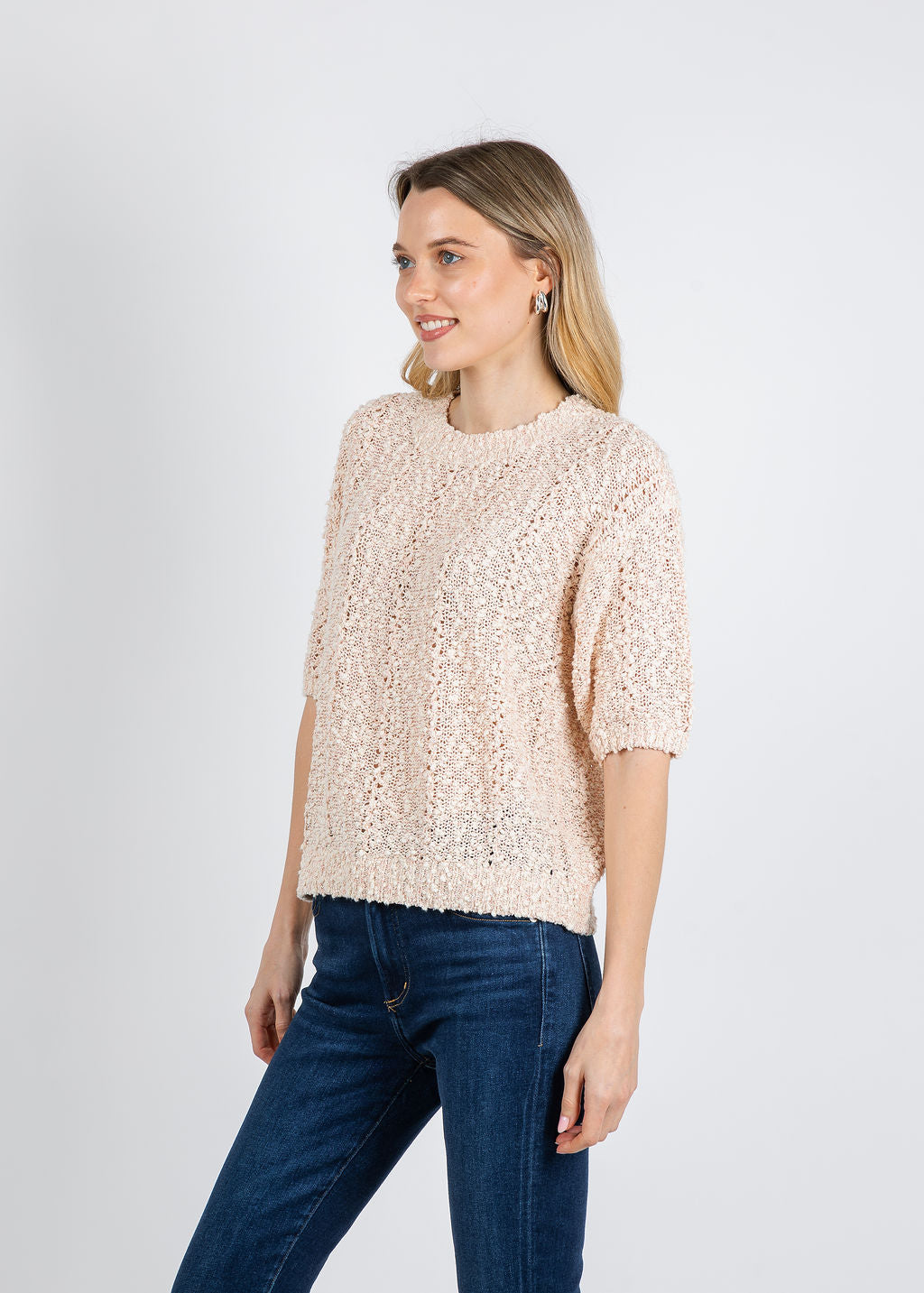 Repeat Boucle Knit Sweater in Gloss available at Barbara Katz