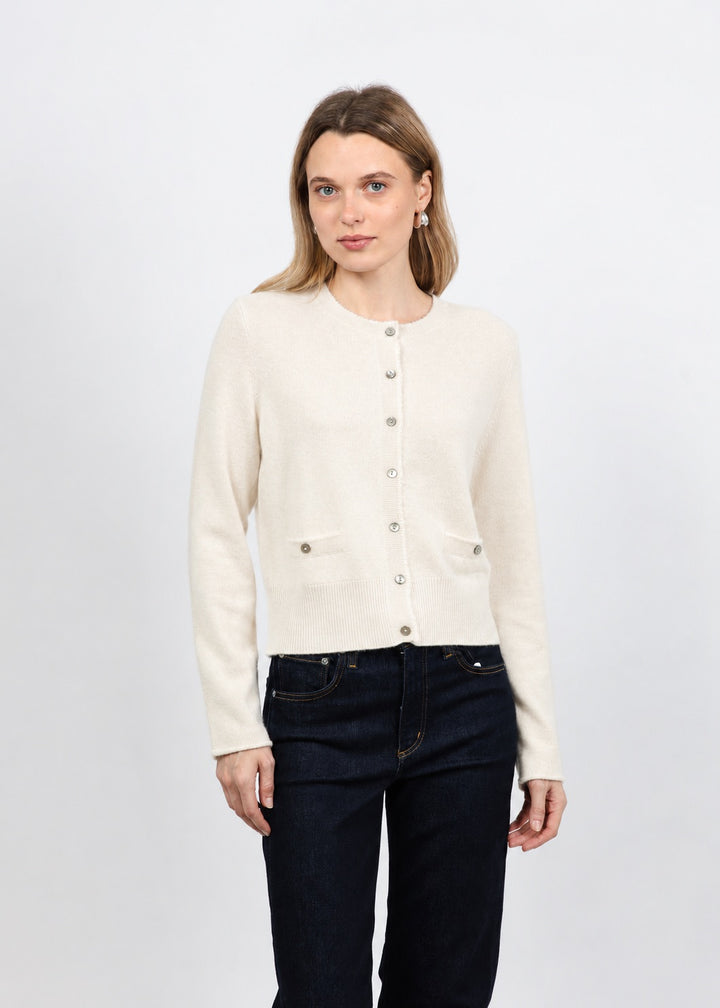 Repeat Button Down Cardigan in Cream available at Barbara Katz