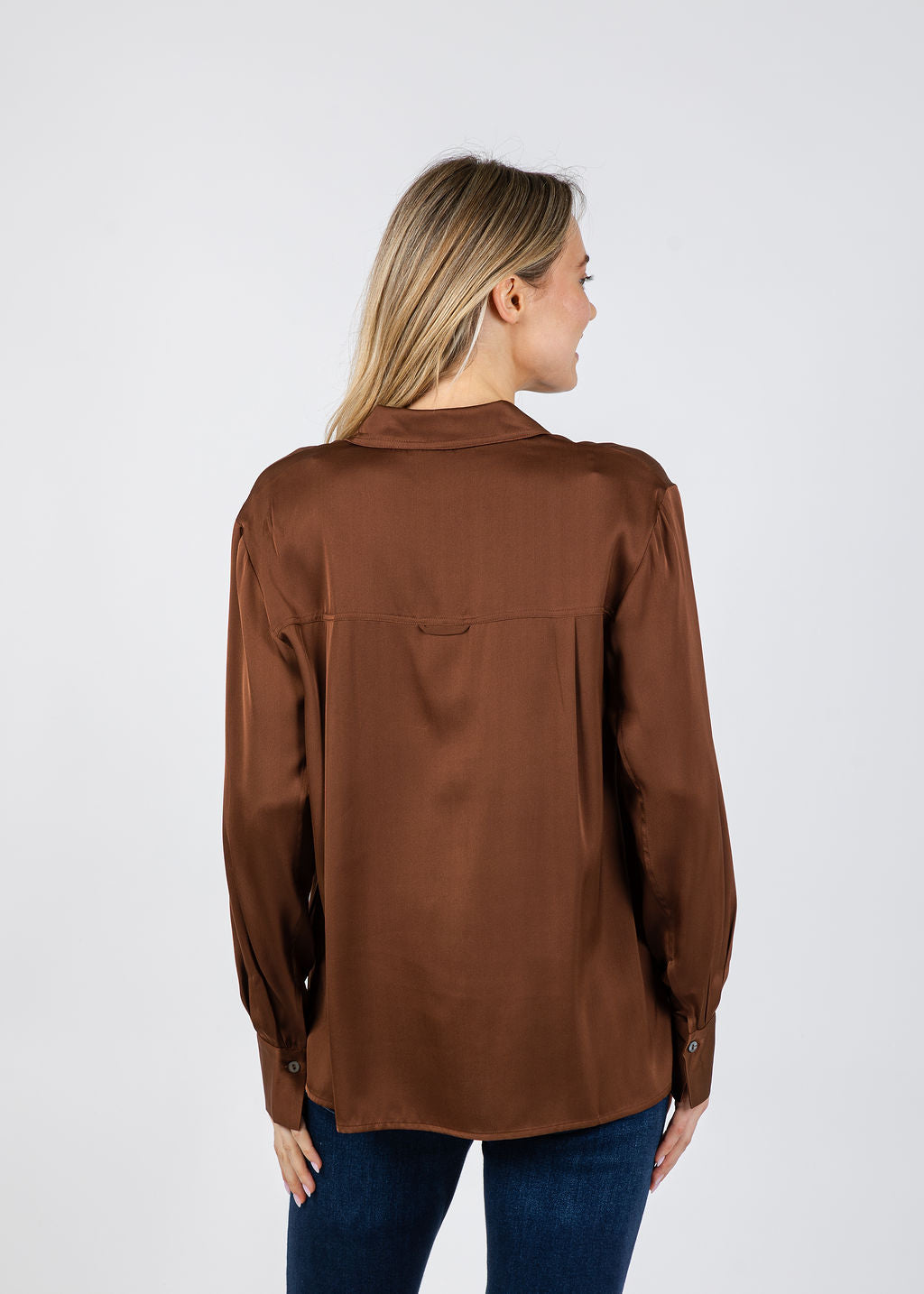 Repeat Classic Silk Blouse in Brown available at Barbara Katz