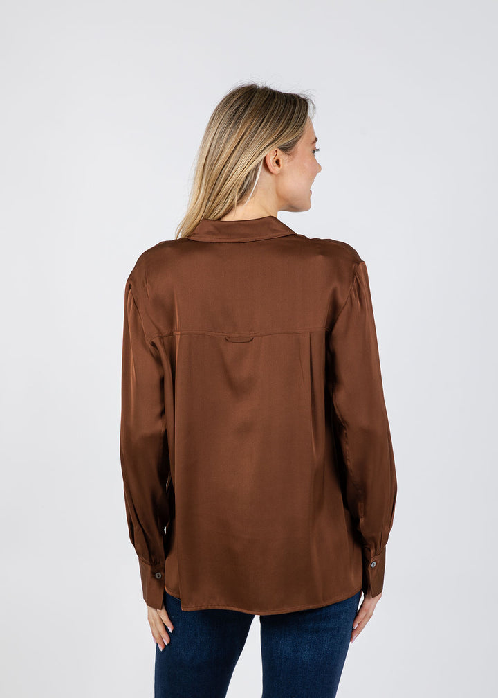Repeat Classic Silk Blouse in Brown available at Barbara Katz