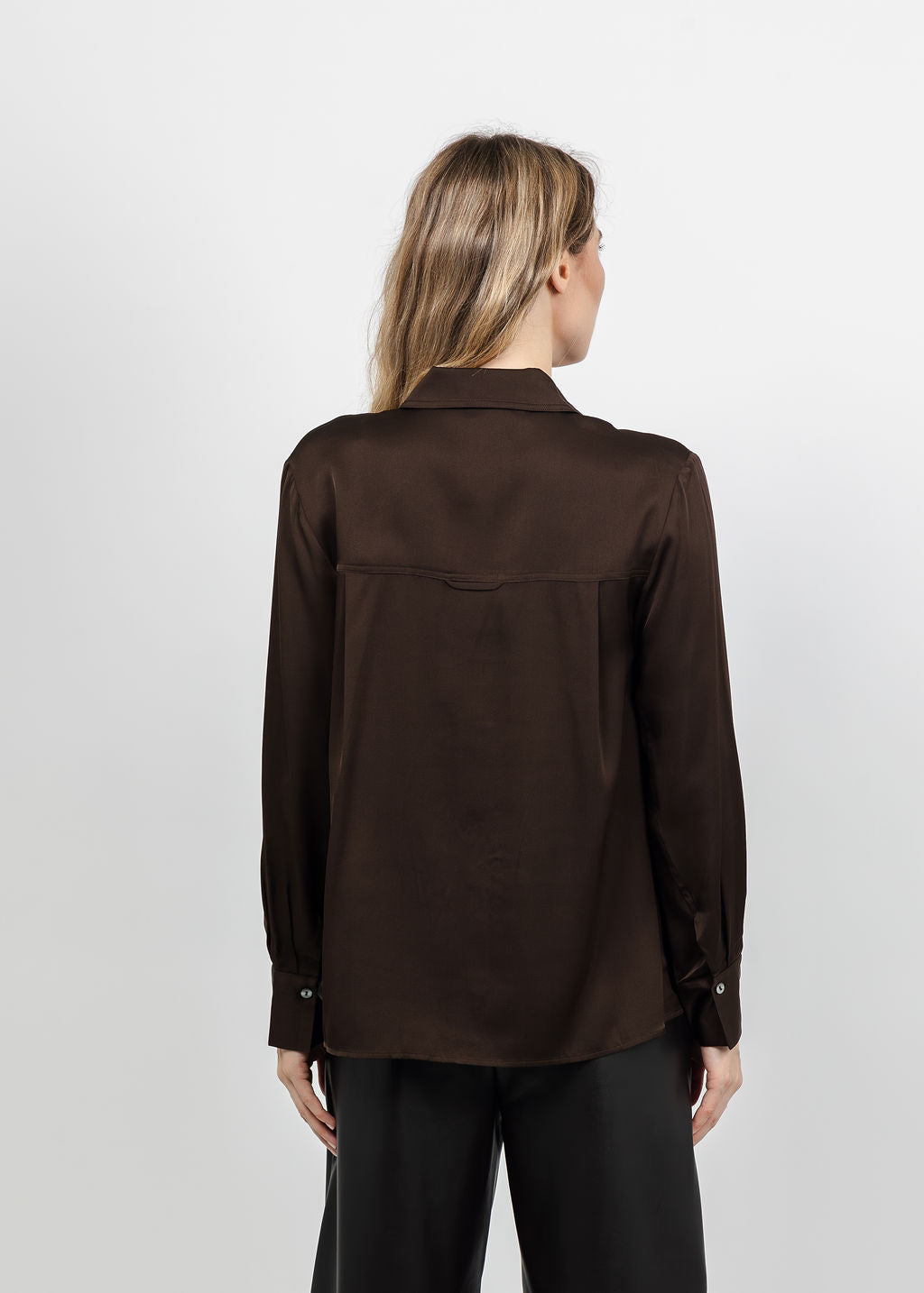 Repeat Classic Silk Blouse in Cocoa available at Barbara Katz