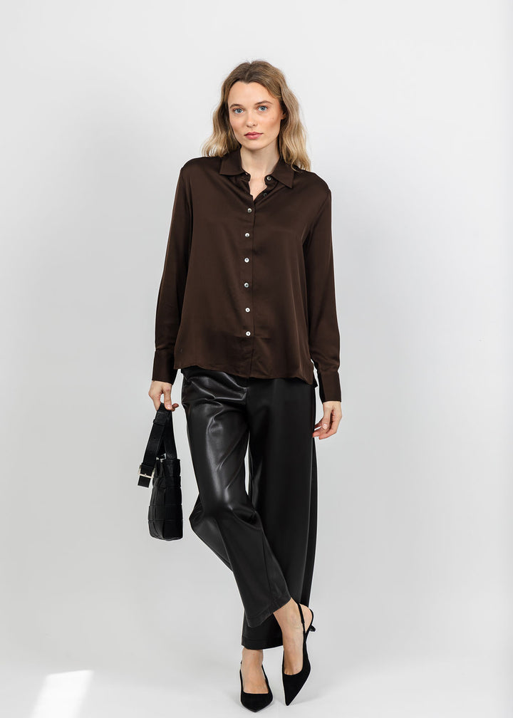 Repeat Classic Silk Blouse in Cocoa available at Barbara Katz