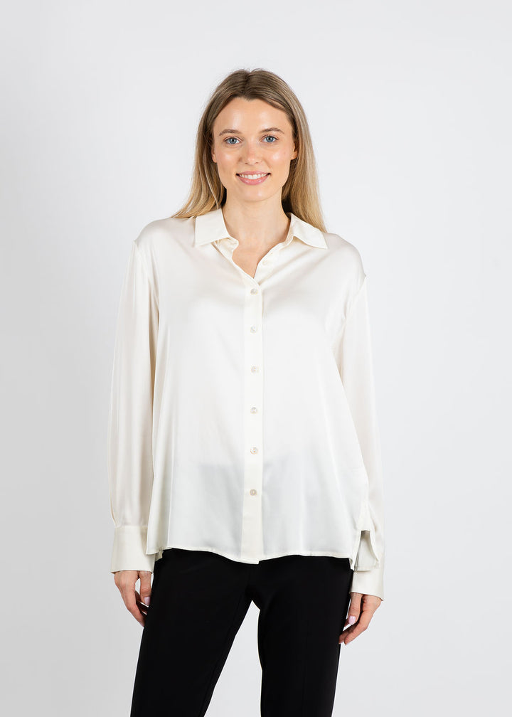 Repeat Classic Silk Blouse in Cream available at Barbara Katz