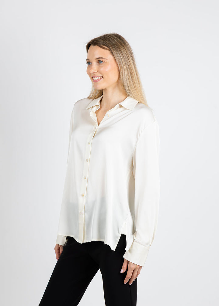 Repeat Classic Silk Blouse in Cream available at Barbara Katz