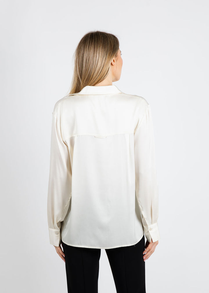 Repeat Classic Silk Blouse in Cream available at Barbara Katz