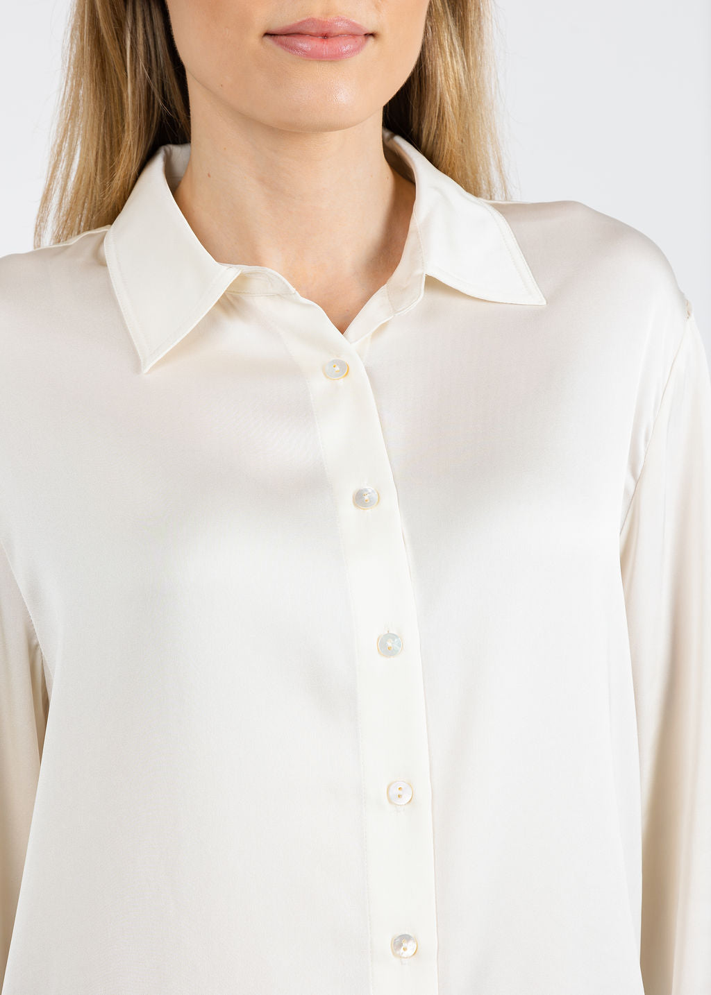 Repeat Classic Silk Blouse in Cream available at Barbara Katz