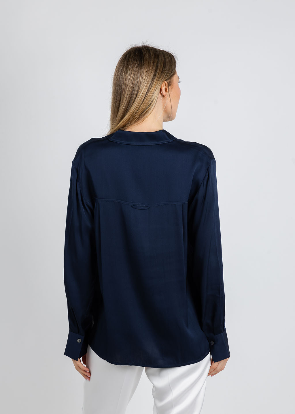 Repeat Classic Silk Blouse in Night available at Barbara Katz
