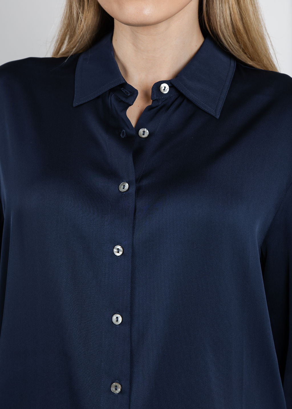 Repeat Classic Silk Blouse in Night available at Barbara Katz