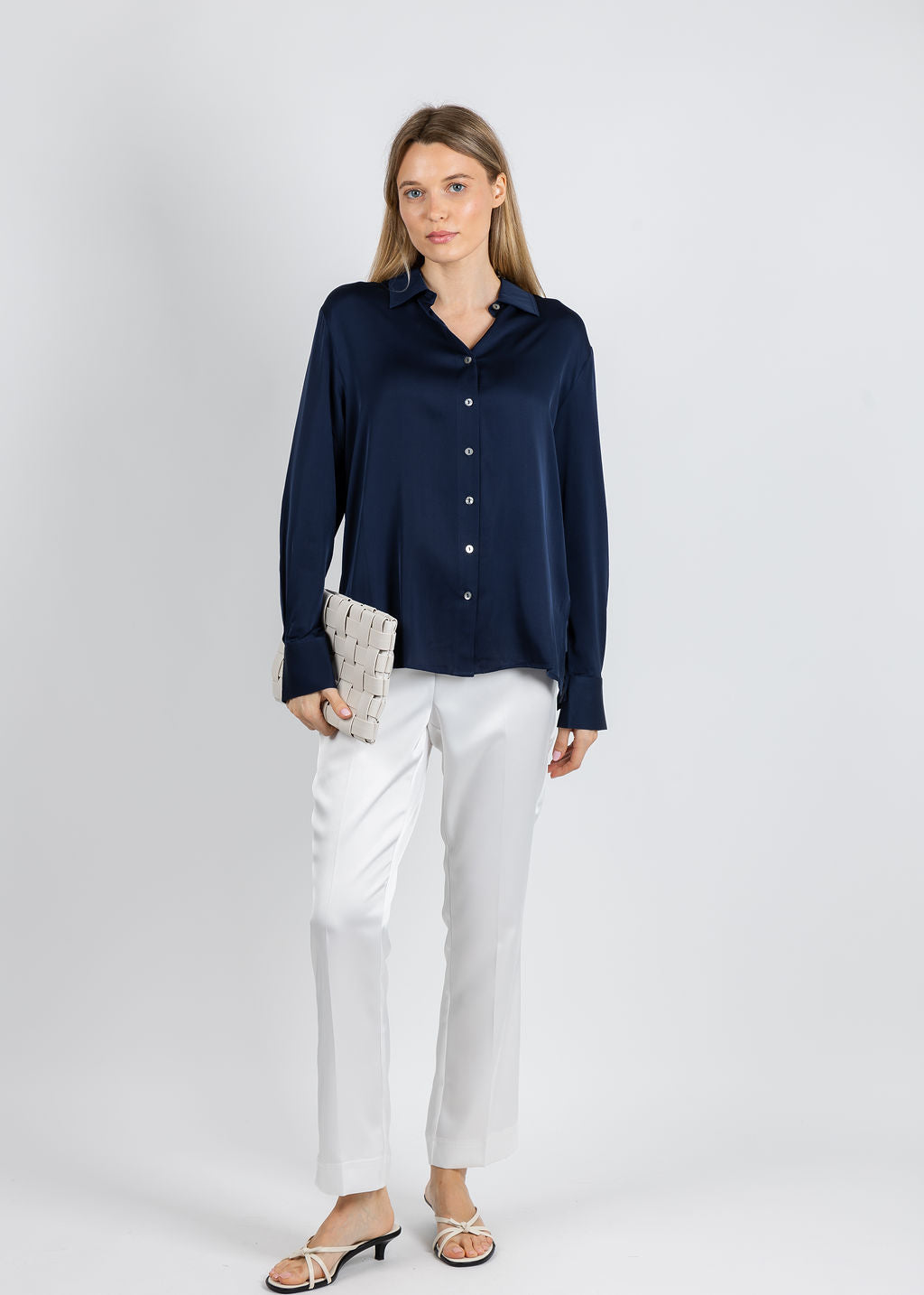 Repeat Classic Silk Blouse in Night available at Barbara Katz