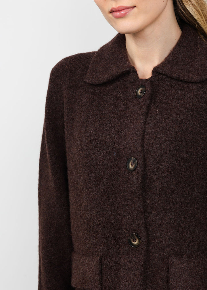 Repeat Collared Cardigan in Chocolate available at Barbara Katz
