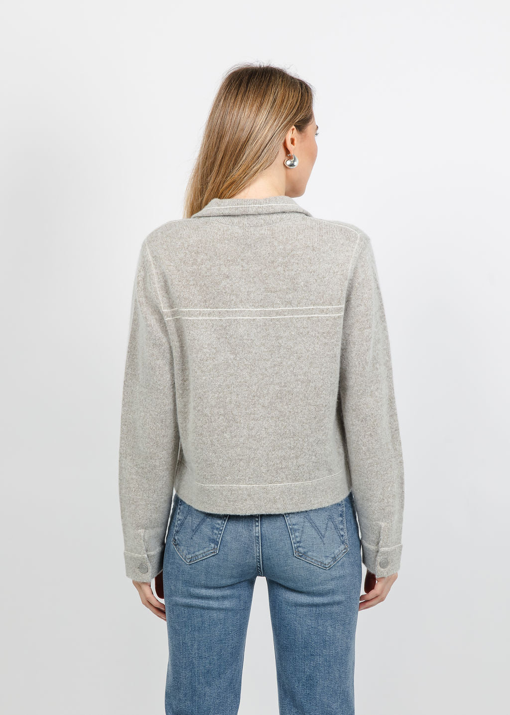 Repeat Contrast Stitch Jacket in Hazel available at Barbara Katz