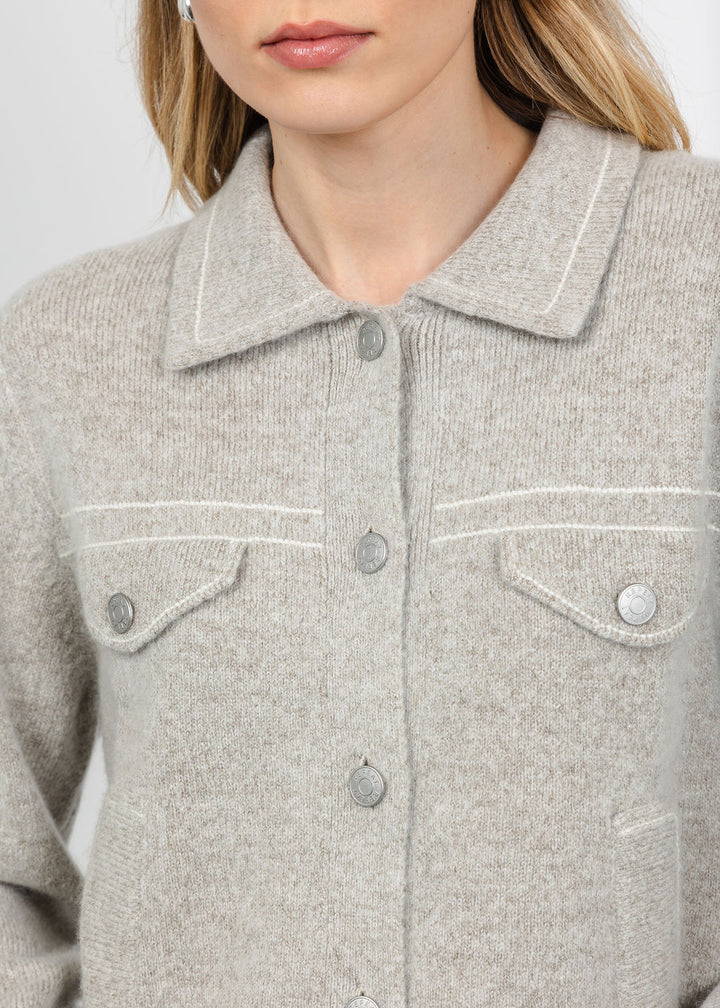 Repeat Contrast Stitch Jacket in Hazel available at Barbara Katz