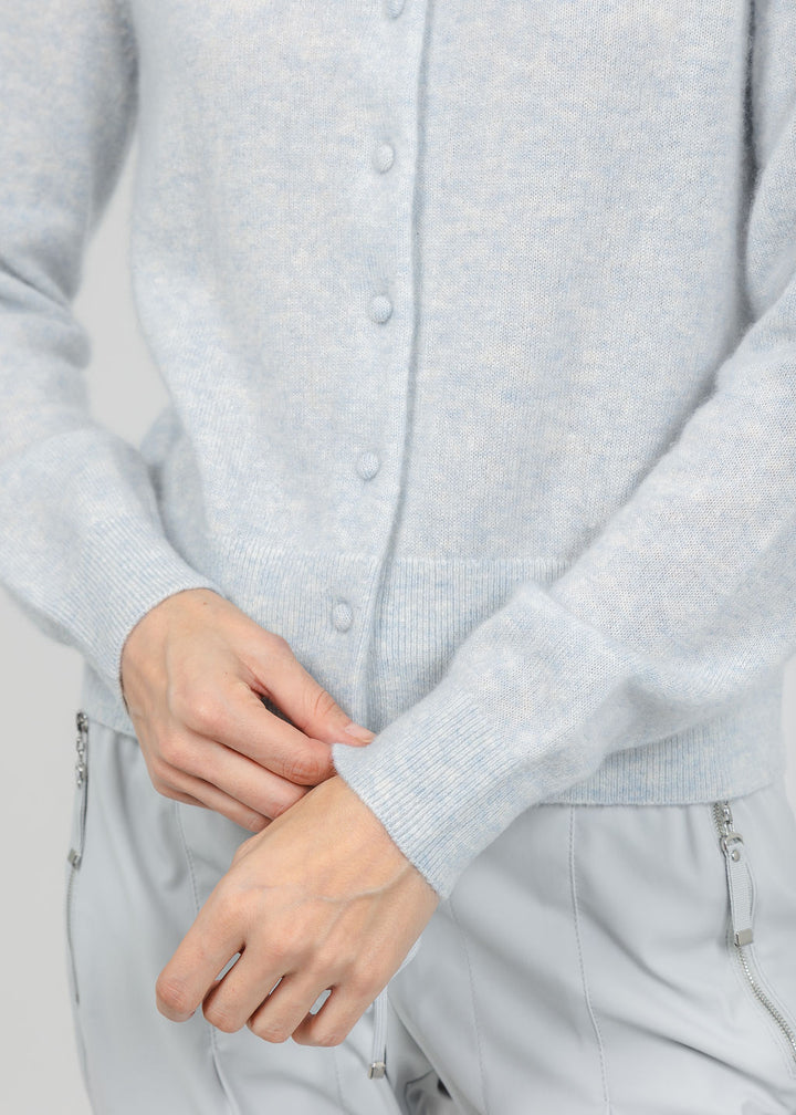 Repeat Covered Button Cardigan in Arctic available at Barbara Katz