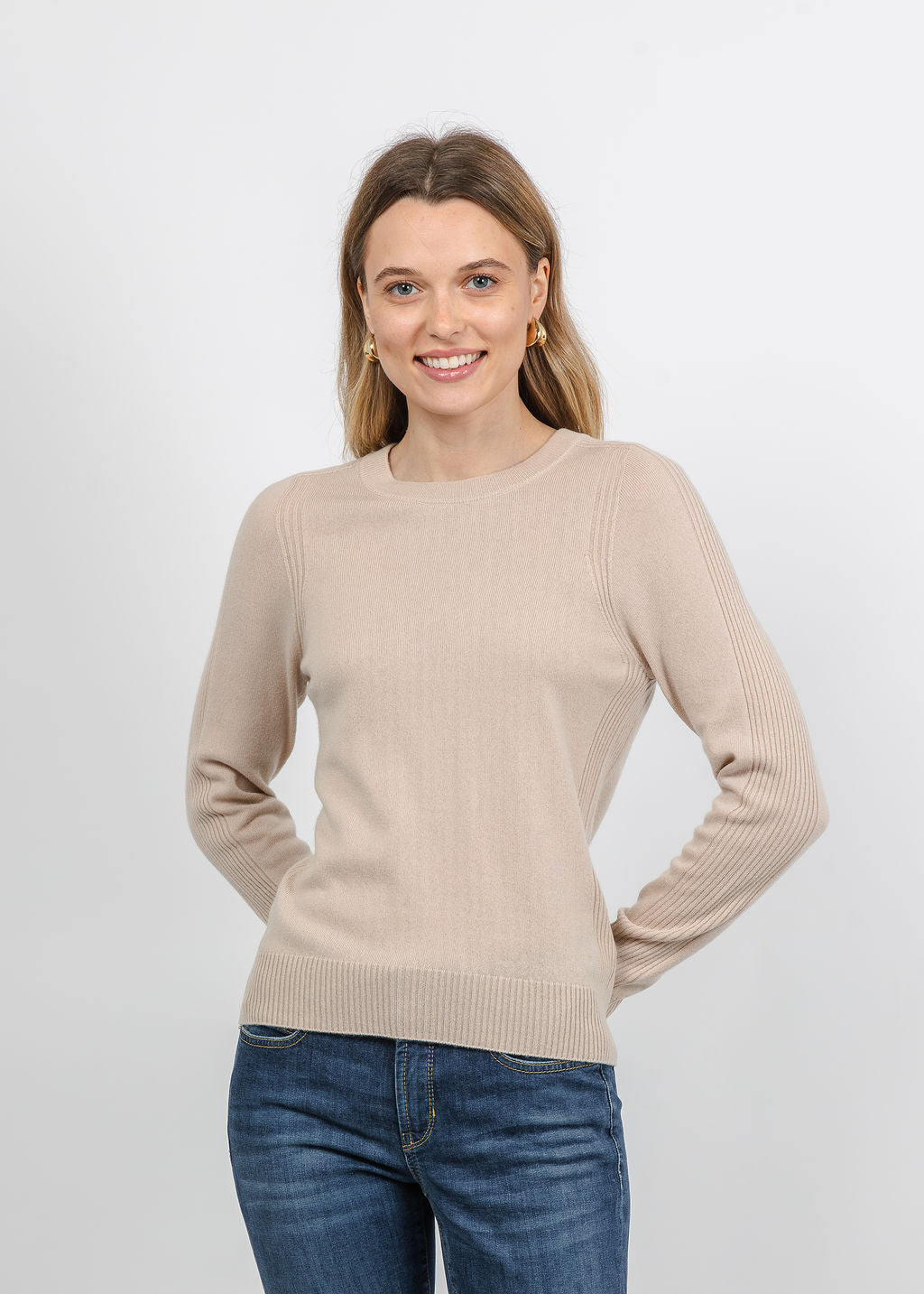 Repeat Crew Pullover Sweater in Natural available at Barbara Katz