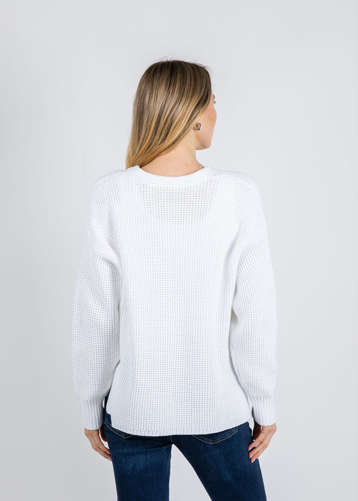 Repeat Hi-Low Waffle Cardigan in White available at Barbara Katz
