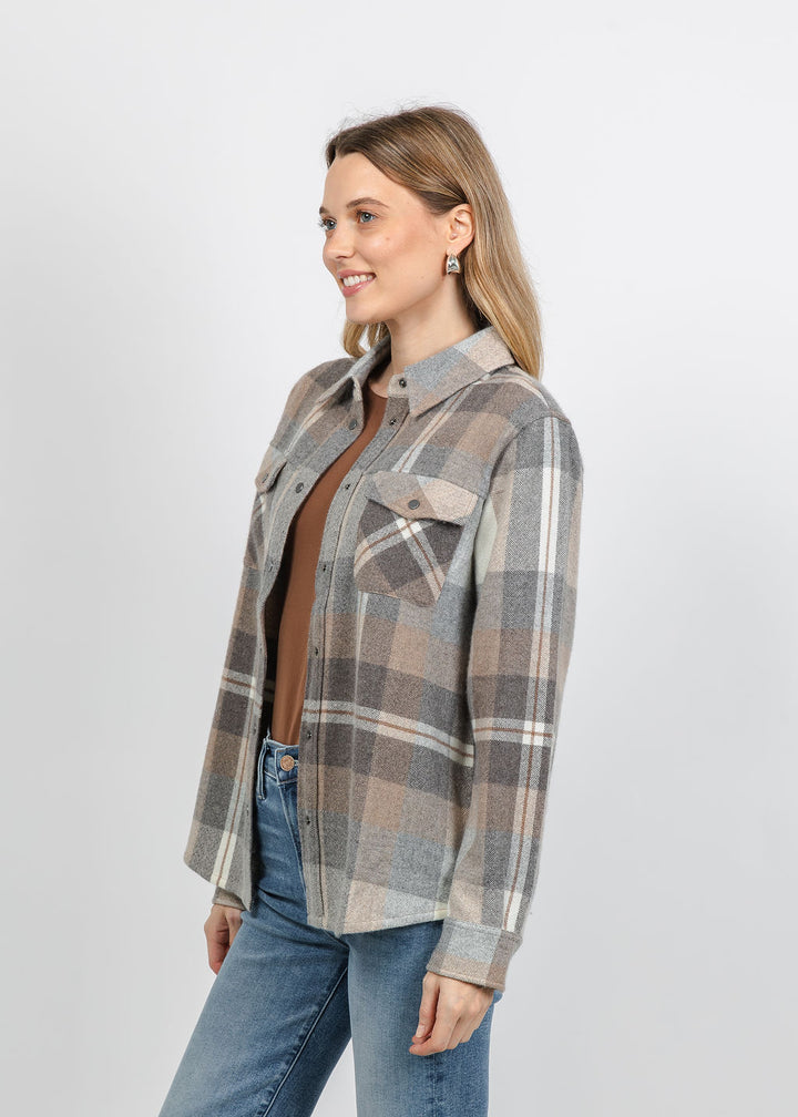 Repeat Plaid Overshirt Jacket in Multi Check available at Barbara Katz