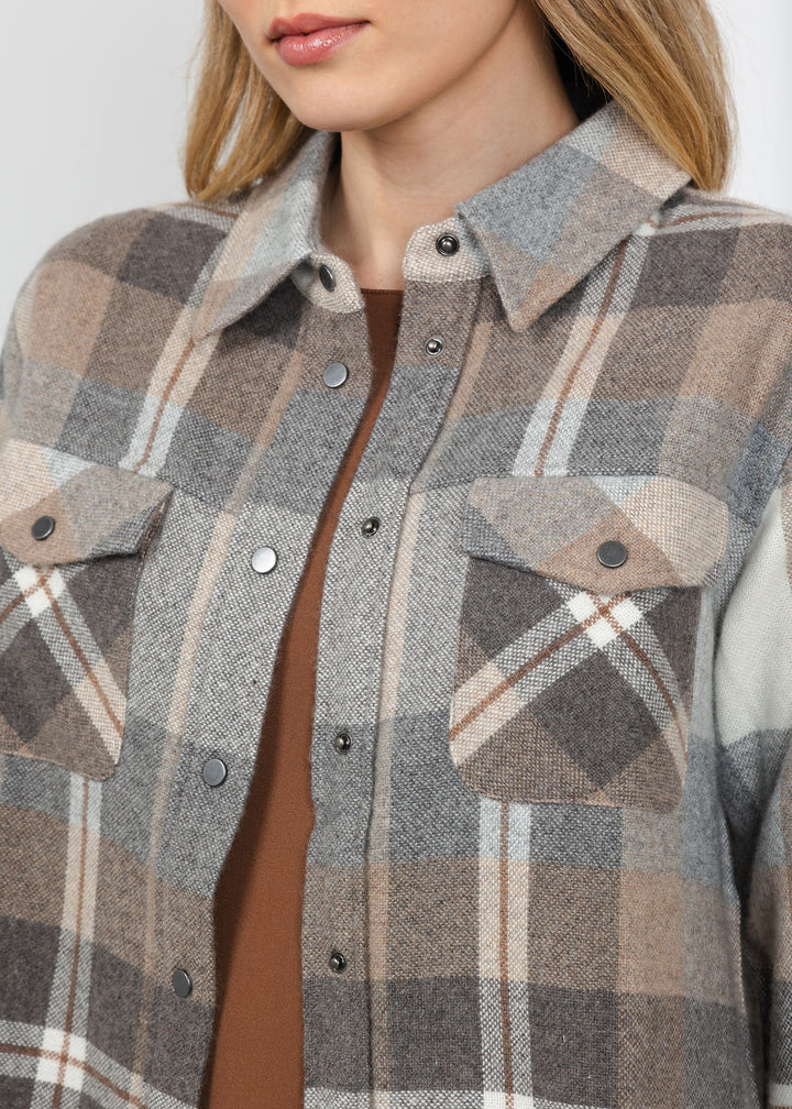 Repeat Plaid Overshirt Jacket in Multi Check available at Barbara Katz
